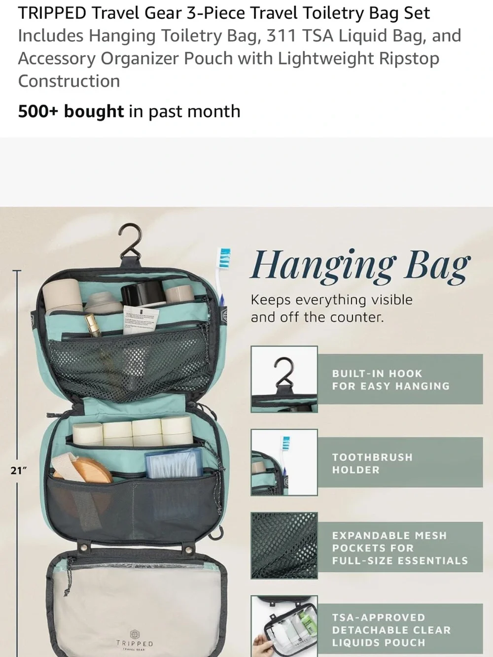 Tripp nyc Teal Travel Dopp Kit Toiletry Bag